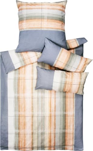 Dyckhoff Bettwäsche Weichfrottier grau-apricot Größe 1x 135x200 cm + 1x...