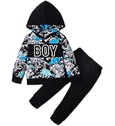 Borlai Kids Baby Boy Hooded Clothes Set Dinosaur Letter Sweatshirt Pullover Camouflage Pants Trac...