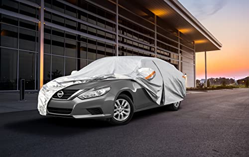 Image of Kayme 6 Layers Car Cover Custom Fit for Nissan Altima (2002-2025) Waterproof All Weather for Automobiles, Outdoor Full Cover Rain Sun UV Protection.Silver
