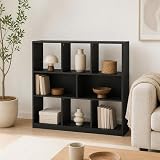 Furevol 8-Cube Bookcase, Horizontal Cube Storage Organizer Bookshelf, Book Shelf, 10.9 x 47.2 x 39.4, for Bedroom, Living Room, Home Office, Espresso