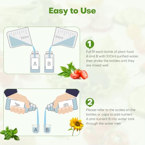 Image of Ahopegarden 800ml A&B Hydroponic Nutrients: Hydroponic Plant Food for Aerogarden, Liquid Plant Food for Vegetables, Fruits, Flowers, ect - All-in-One Fertilizer Solution for Hydroponics Growing System