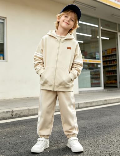 Image of Toddler Boy Clothes Long Sleeve Colorblock Hoodie Sweatsuits Tops and Pants 2Pcs Winter Outfits Boys Fall Clothes