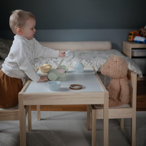 Image of FRIGG Lucky Symmetrical SilkySoft Silicone Baby Pacifier | Made in Denmark | BPA-Free (Sage /Silver Gray, 6-18 Months)
