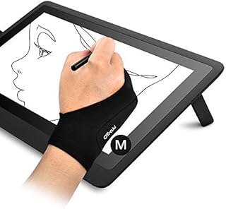 OTraki Artist Glove Anti-fouling Digital Drawing Glove 2 Pack Two Finger Thickening Glove Palm Rejection Glove for Graphics Drawing Tablet Art Creation for Right Left Hand, M (8x20.5cm)