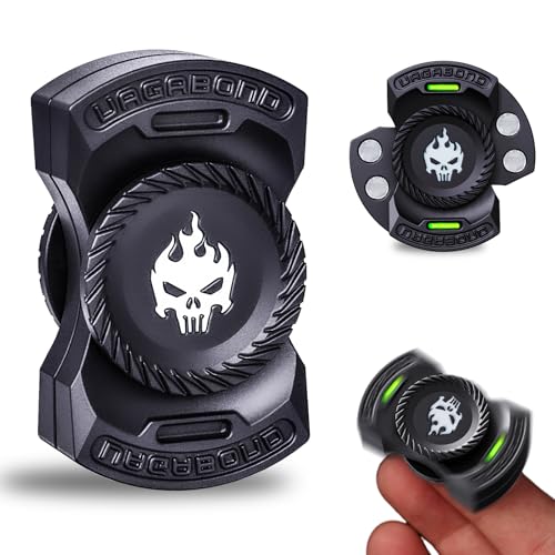 Upgraded 3-in-1 Fidget Spinner Toy: Longer Silent Spin Time & Glow. Magnetic Spinner, Clicker, Slider for Stress Relief & Focus. Premium Desk Toy for Office Adults, Cool Gadget Gift for Teens (Black)