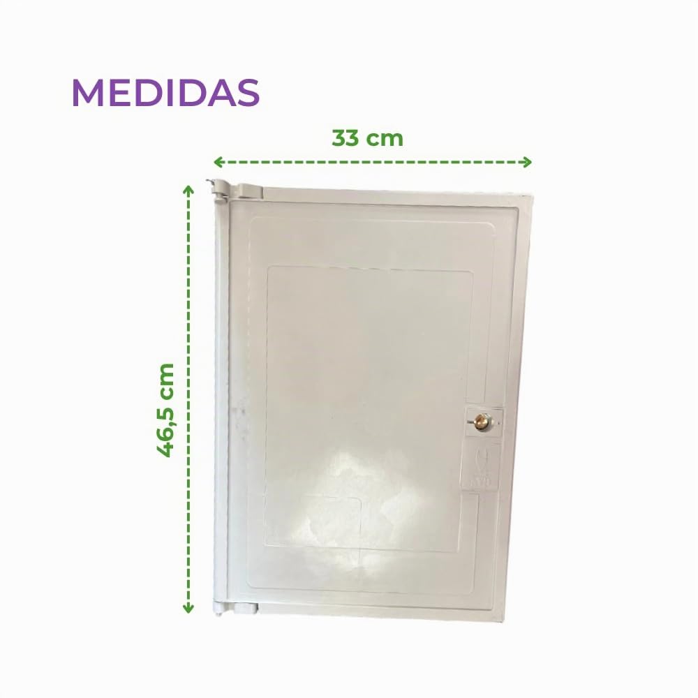 Puerta para Armario Contador Gas Homologada Minimixt A25/A50R - Puerta de Poliéster Ciega S-2300 - Medidas 33 x 46,5 cm - Cierre con Tornillo - Incluye Llave Triangular - Resistente