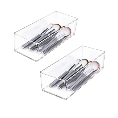 JessLab Schubladen Organizer, Acryl Make-up Organizer Kosmetik Aufbewahrung Schmuck Display für Schreibtisch Kleiderschrank Badezimmer Waschtisch Arbeitsplatte Transparent (1+1 Compartment)