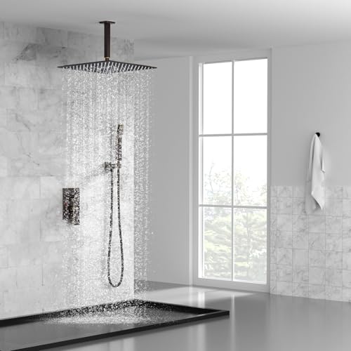 Image of SR SUN RISE 16 Inch Ceiling Mount Rain Shower System,Oil Rubbed Bronze