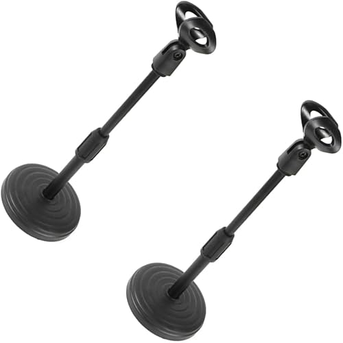 Zerodeko Soporte de micrófono de escritorio de 2 piezas, base pesada de alta resistencia, soporte de montaje de mesa para micrófono, uso portátil