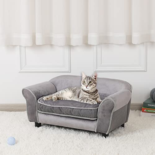 Getifun Kleines Hundesofa Samt Grau