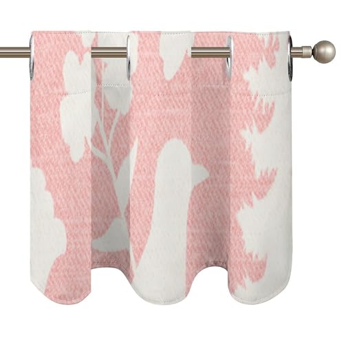 Cenefa de chenonceau rosa con pájaros 52x18 cortinas cortas 5
