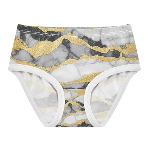 Girl Underwear, Black White Marble Toddler Panties, Cotton Girls Underwear, 2T–8 Years