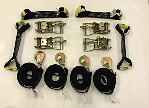 8 Point Diamond Weave Flatbed/rollback car tie-Down w/Twisted snap Hook (Black)