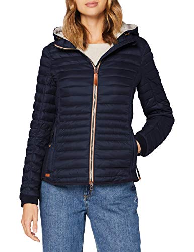 camel active Damen leichte Steppjacke mit Abnehmbarer Kapuze Dunkelblau...