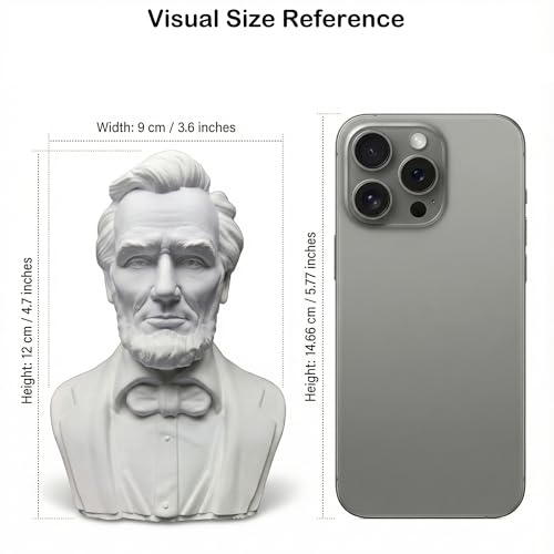 Estatua busto de Abraham Lincoln en yeso blanco 12 cm miniatura 2