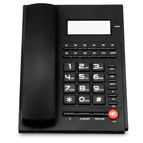 Téléphone fixe filaire bureau ibasenice avec écran de l'appelant et touches