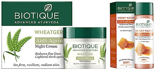 Image of Biotique Bio Honey Water Clarifying Toner, 120ml And Biotique Bio Wheat Germ FIRMING FACE and BODY NIGHT CREAM For Normal To Dry Skin, 50G