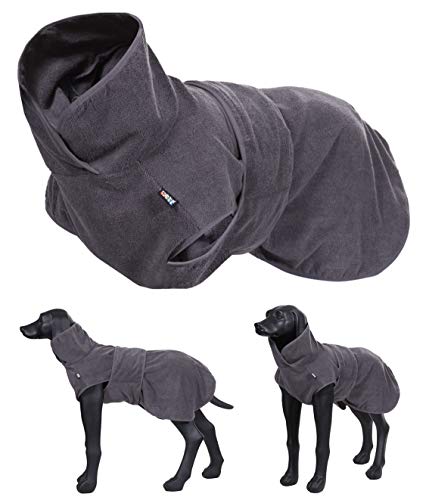 elropet Hundebademantel für kleine/mittlere/große Hunde XS - XL Bademantel GRAU Microfaser SCHNELL TROCKNEND (M)