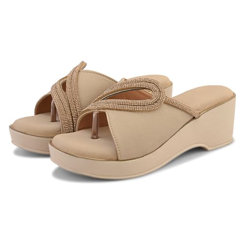 Image of Centrino Women's Wedge Heel Sandals | Stylish Slip-On Sandals for Ladies | Soft Cushioned Footbed for Comfort | Elegant & Trendy Design | Lightweight and Durable Fashion Footwear (9404)