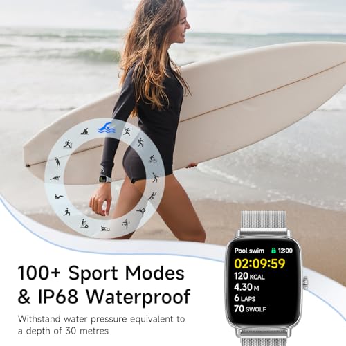 Image of aeac Smart Watch for Men Women, 1.85 inch HD Smartwatch Compatible iPhone /Samsung /Android (Answer /Make Calls), 100+ Sport Modes Fitness Tracker with Heart Rate /Sleep /Step Monitor, IP68 Waterproof