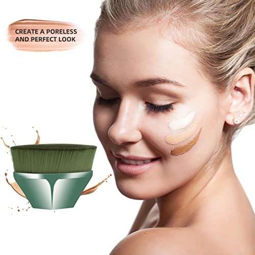 2 Pack Foundation Brush - Beahot Kabuki Hexagon Make Up Brushes For Face Blush Professional Flat Top Powder Brush For Blending Liquid, Cream Or Flawless Power Cosmetics With Sealed Protective Case (Green) #TOP3