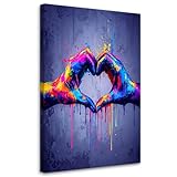 Couleurs intenses - tableau de dimensions 70x100 cm avec un motif de Mains Amour Art urbain Graffiti apporte un vent de fraîcheur dans ton intérieur. Les côtés imprimés ajoutent de l'élégance et créent un effet visuel harmonieux.