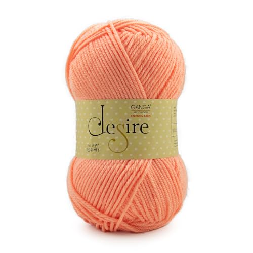 Image of Ganga Acrylic Desire Knitting Yarn premium wool Ball (Pack of 1 ball - 100grams) idle for Hand Knitting and Crochet thread for Art&Craft, Baby Wear, Blankets, Ponchos Mufflers, Caps; Available in multi colours (DSR017 - Light Coral)