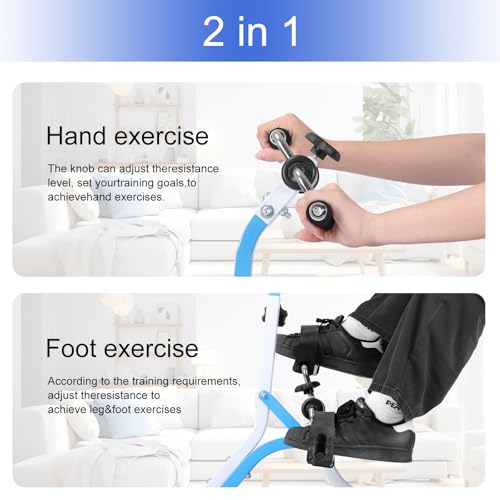 Image of Pedal Exercise Bike for Seniors - Adjustable Resistance Arm Bike, Lightweight Home Exercise Equipment for Seniors' Hands, Arms, Legs & Knees,Arm Bike for Physical Therapy