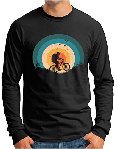 T-shirt à manches longues avec vélo OM3 pour hommes cyclistes en VTT noir taille L