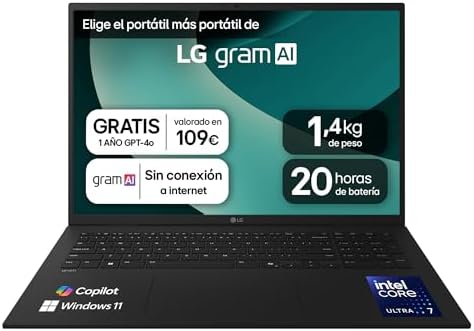 LG gram 17Z90T-G.AD88B Portátil 17 Pulgadas, WQXGA IPS, Intel Cor...