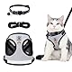 Verstellbar Reflektierend Katzengeschirr mit Leine Ausbruchsicher, Grau Katzengeschirr Ausbruchsicher Atmungsaktiv Katzen Geschirr Set mit Leine für Outdoor Training Gehen, Weichem Innenfutter