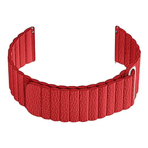 Image of ACM Watch Strap Magnetic Leather Loop 22mm Compatible with Honor Watch Gs3 Smartwatch Luxury Band Red