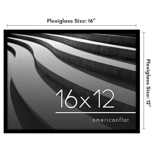 Americanflat 16x12 Picture Frame with Polished Plexiglass - Streamline Collection - Thin Border Picture Frame for Wall Display - Hanging Hardware Included - Black
