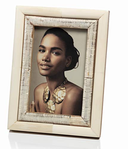 Zodax Oyster White Bone & Shagrin Horn Photo Frame 4x6