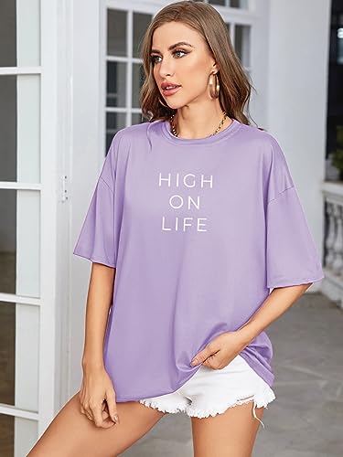 Image of Rigo Back Printed Half Sleeves Round Neck Oversized T-Shirt for Women | Drop Shoulder T-Shirt for Women | Loose Baggy Fit T-Shirt for Women /Girls