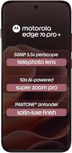 Image of Motorola Edge 70 Pro+ 5G (Satin-Luxe Pantone Zinfandel Maroon, 12GB RAM, 256GB Storage) | Dimensity 8500 Extreme Processor | 50MP + 50MP + 50MP Triple AI Camera |6.8 inch FHD+ pOLED Display|