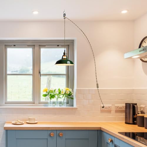 Image of YUBOLE Modern Green Plug-in Pendant Light Macaron Kitchen Hanging Swag Lamp
