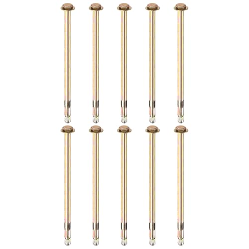 M METERXITY 10-Pack Hex Expansion Bolt, M8x200mm Colored Galvanized Iron-Carbon Steel External Hex Expansion Bolts, Anti-Corrosion Metal Bolt for Concrete/Dry Brick/Block Walls