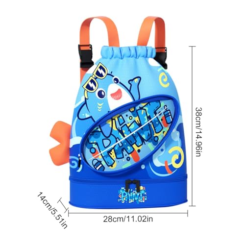 Sac à dos de natation pour enfants avec compartiment chaussures et poche étanche