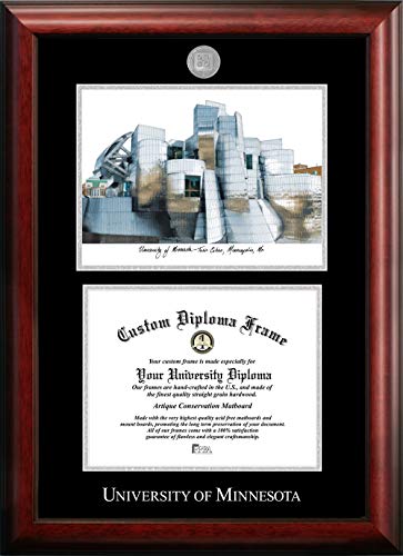 Campus Images NCAA Minnesota Golden Gophers Unisex Silver Medallion Frame University of Minnesota 11w x 8.5h Silver Embossed Diploma Frame Lithograph, Brown, One Size