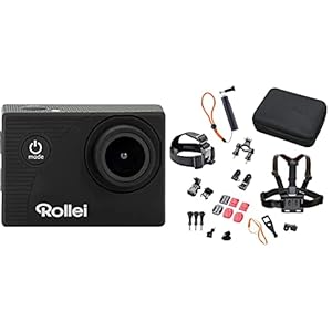 Rollei Actioncam 372 – Action-Camcorder – Schwarz & 21639 Actioncam Zubehör Set Outdoor – 23-teiliges Set, ideal zum Klettern,Wandern und andere Outdoor-Aktivitäten Actioncams und GoPro