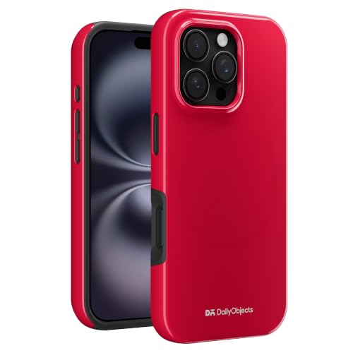 Image of DailyObjects Enamel Bumper MagSafe Case for iPhone 16 Pro Compatible with Mag-Safe Wireless Charging | Red Hybrid Magnetic Back Cover
