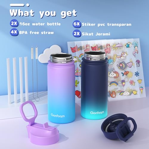 Gonfoam termo infantil de acero inoxidable con aislamiento, 16oz, 2 unidades miniatura 3