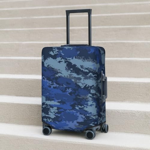 Camouflage Blue And Black Luggage Cover Elastic Suitcase Protector Cover Durable Travel Suitcase Cover 18-32 Inch2