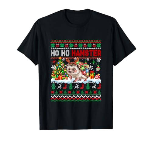 2HO Hamster Christmas Sweater Hedgehog Reindeer Rodent Lover T-Shirt