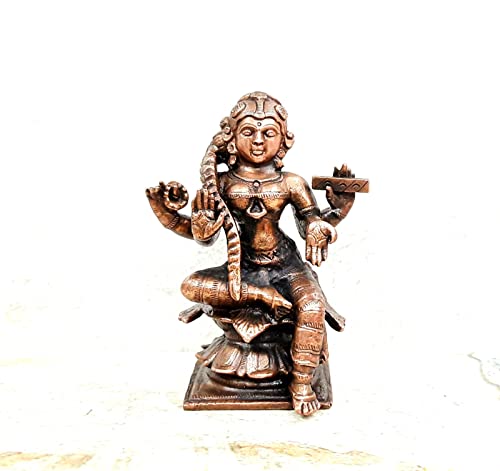 Image of Copper Handmade Bala Tiripura Sundar 8.8 cm 322 g, Patina Antique Finish, Pack of 1 Piece