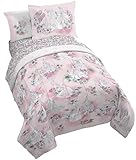 Jay Franco Kids Comforter Set Includes Sheets and Pillow Covers - Soft and Cozy Bed Set for Stylish Room Decor, Pink - Disney Princess, 5 Piece Twin Bedding