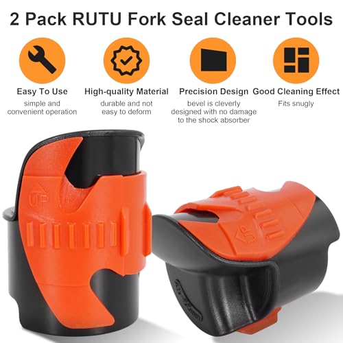 Image of RUTU Motorcycle Fork Seal Saver Cleaner Front Fork Seal Clean Tool Shock Repairing Absorber Tool 45mm-55mm 2pack Orange