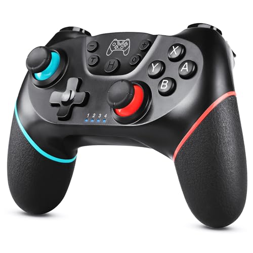 Zexrow Controller per N-Switch, Wireless Bluetooth Switch PRO Controller, Switch Joystick per Gamepad con Adjustable Turbo Boost/Dual Vibrazione/ 6-Axis Gyro/Rechargeable (Nero)