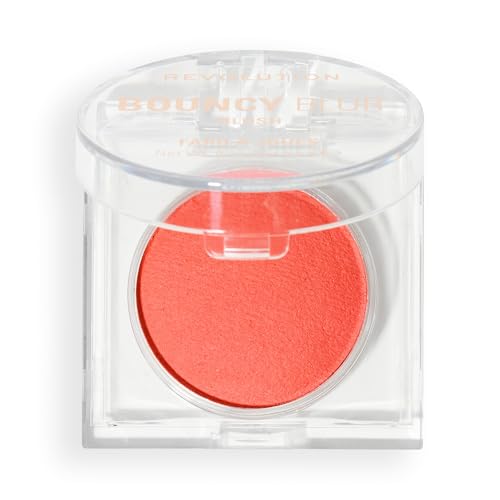 Image of Revolution Beauty London, Bouncy Blur Blush, Powder Makeup Blush for Cheeks, Buildable Formula, Vegan & Cruelty-Free, Coral Blur Burst, 0.19 oz